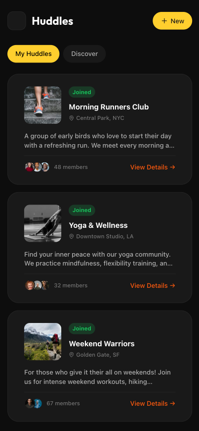 FitHuddle social fitness groups list for team motivation